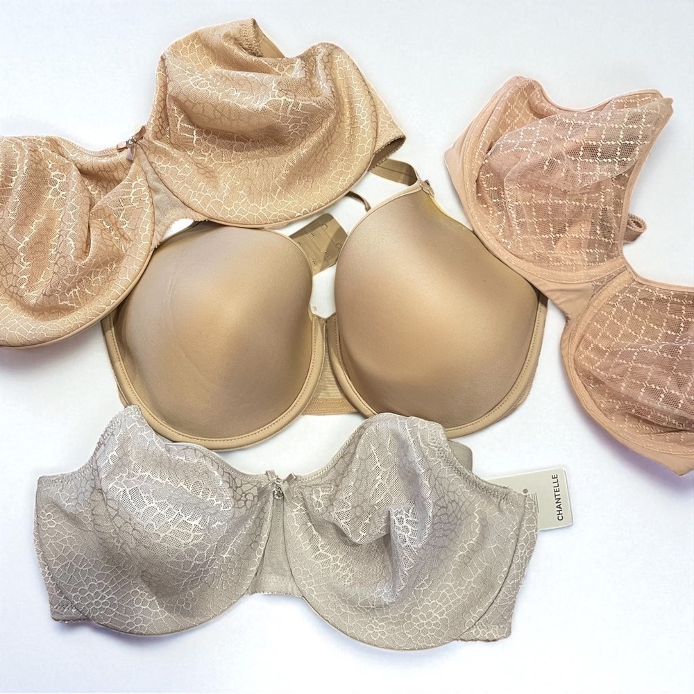 Chantelle Bra Bundle Set of 4 Nude Demi Underwire Brad Lot - Size 34 DDD 36 DD